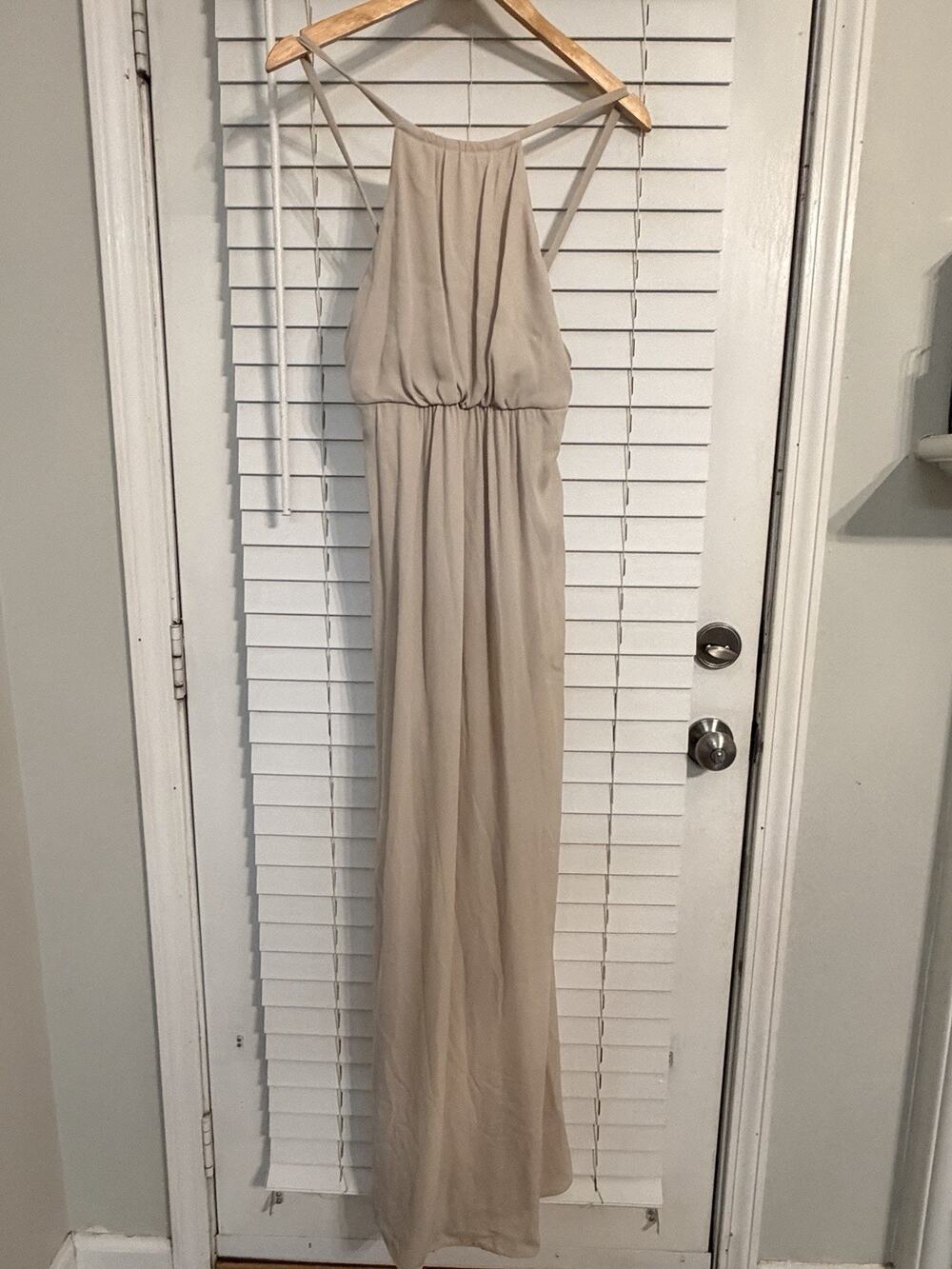 Show Me Your Mumu Amanda Maxi Dress Women’s M Cream Tan Open Back Bridesmaid